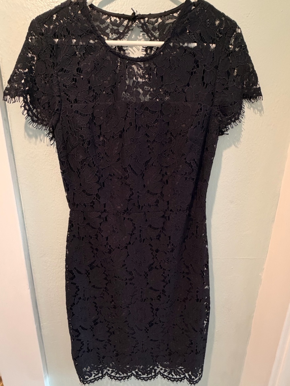 NWT Banana Republic Classic Black Lace Short-Sleeve Dress